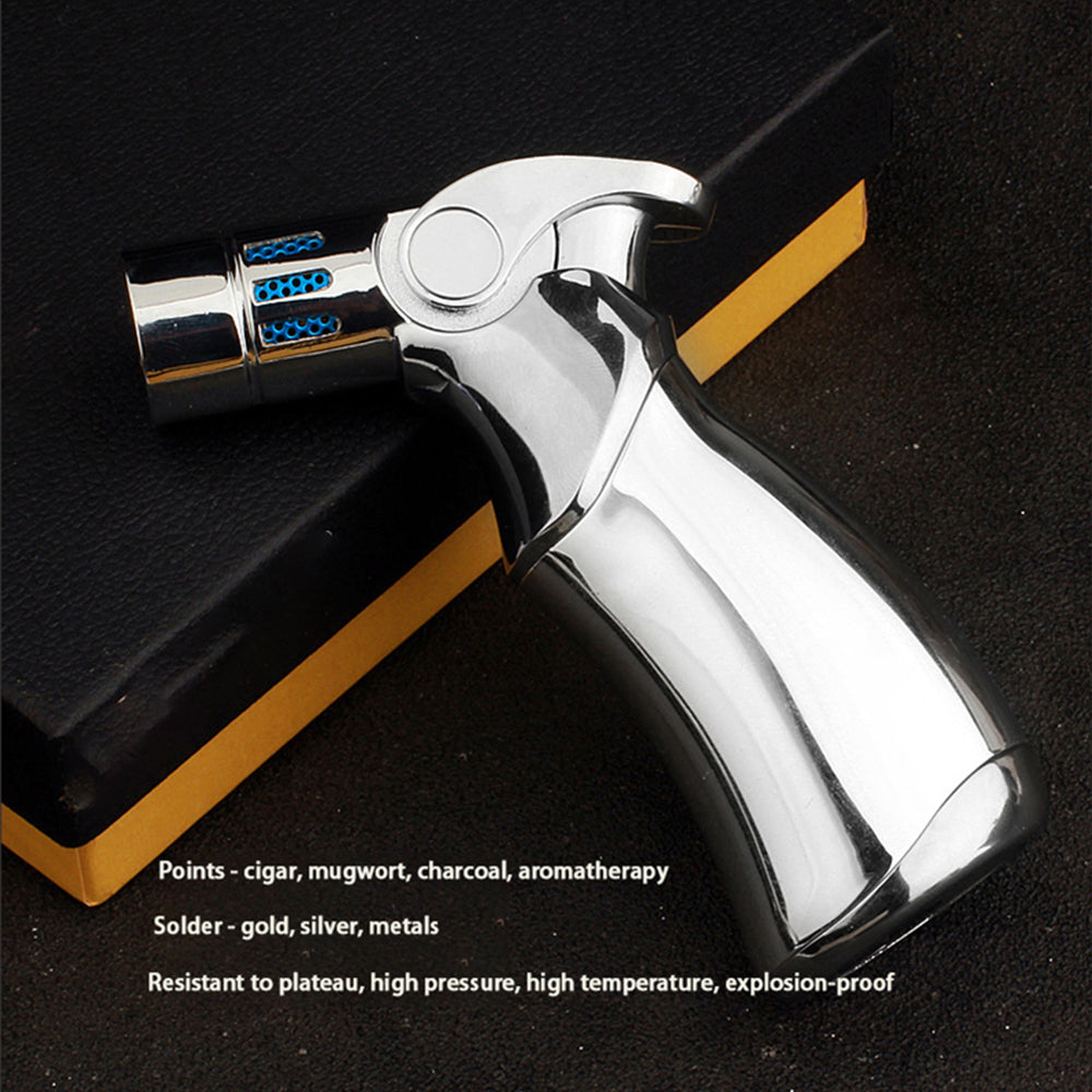 Quad Flame Butane Torch Lighter - Adjustable Table Top Lighter with Thumb Ignition Button