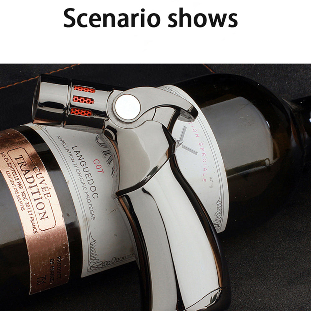 Quad Flame Butane Torch Lighter - Adjustable Table Top Lighter with Thumb Ignition Button