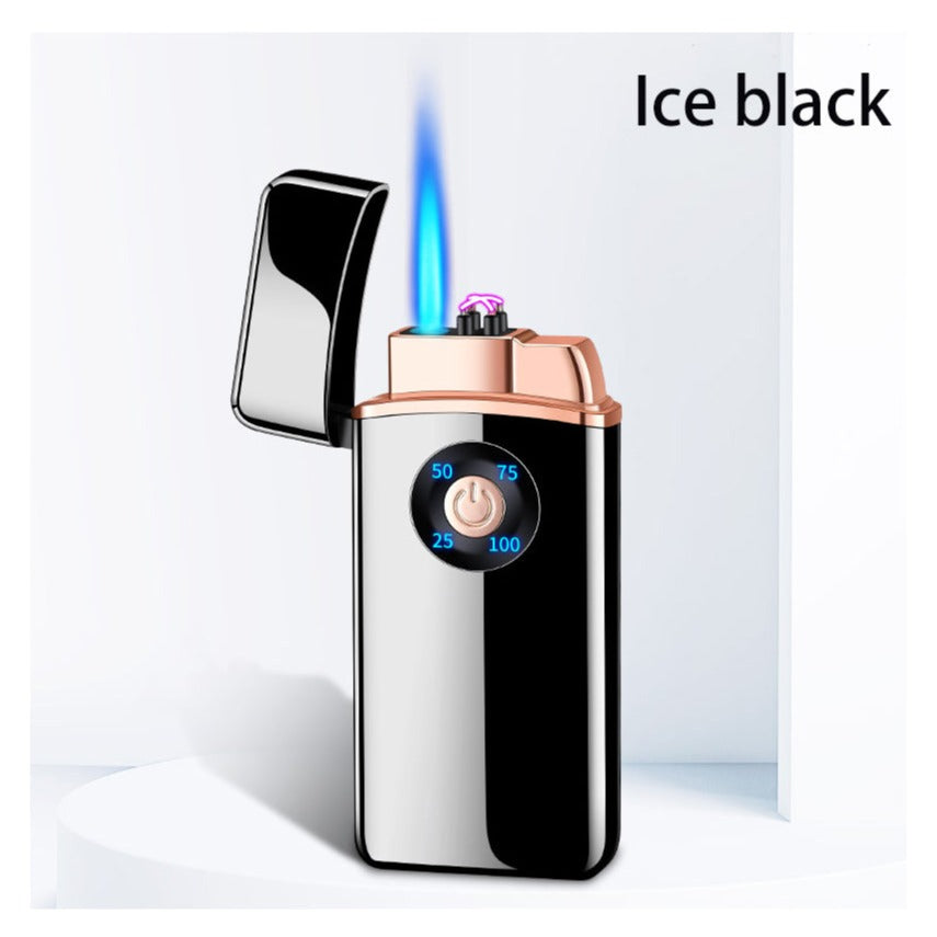 Dual Burner Butane Lighter With ARC burner, Plasma lighter - Adjustable flame - Ice Black