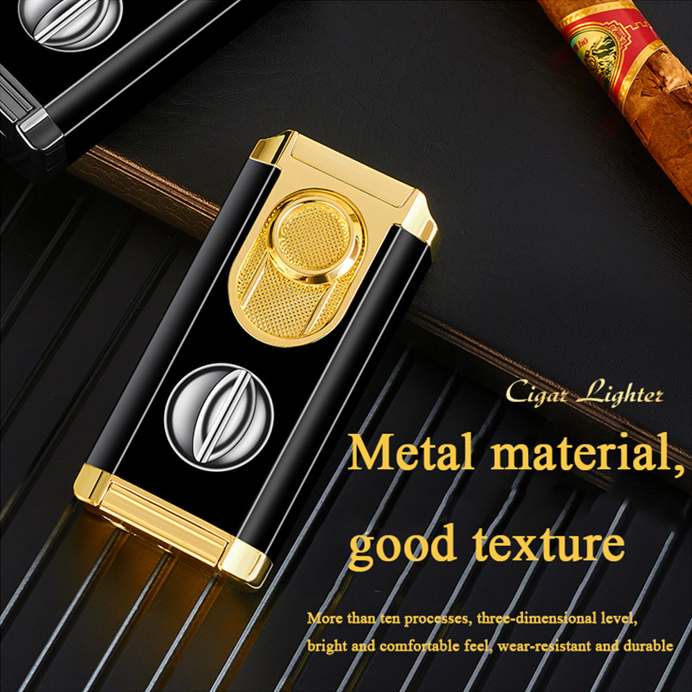 Windproof Triple Torch Combo - Heavy Duty High-Quality Steel with a Rich Finish with a V-Cut Cigar Cutter