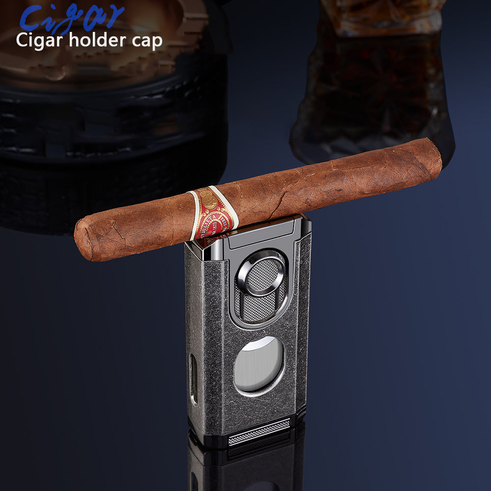 Windproof Triple Torch Lighter Combo - Heavy Duty High-Quality Steel with a Rich Finish with a Guillotine Cigar Cutter