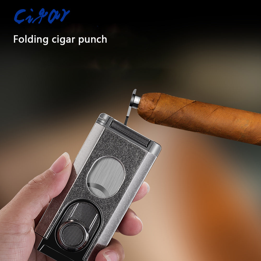 Windproof Triple Torch Lighter Combo - Heavy Duty High-Quality Steel with a Rich Finish with a Guillotine Cigar Cutter