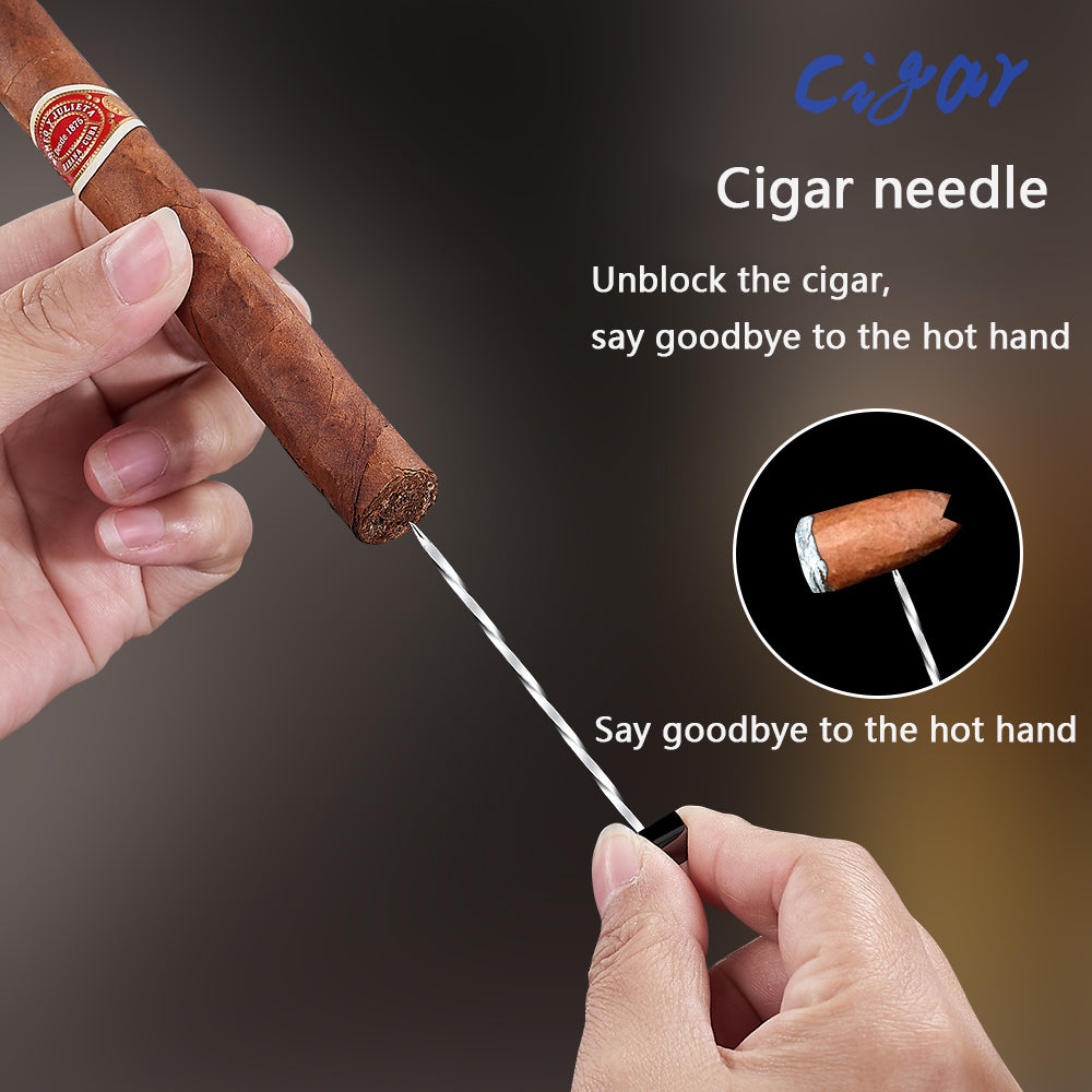 Windproof Triple Torch Lighter Combo - Heavy Duty High-Quality Steel with a Rich Finish with a Guillotine Cigar Cutter