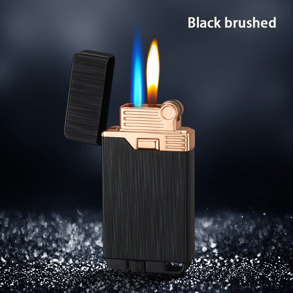 Dual Flame Refillable - Adjustable Butane Lighter - Stunning Look, Sound and Feel - Flint Wheel Lighter