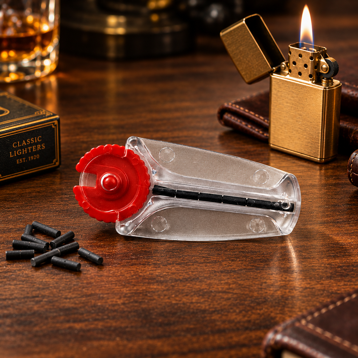 Vintage Lighter Flint Dispenser - 6 Pack Replacement Flint Stones