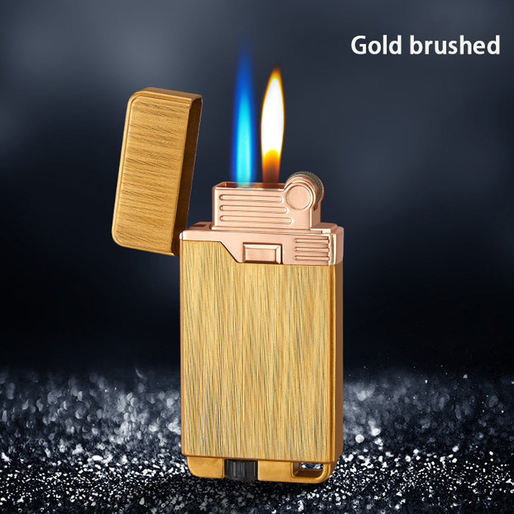 Dual Flame Refillable - Adjustable Butane Lighter - Stunning Look, Sound and Feel - Flint Wheel Lighter