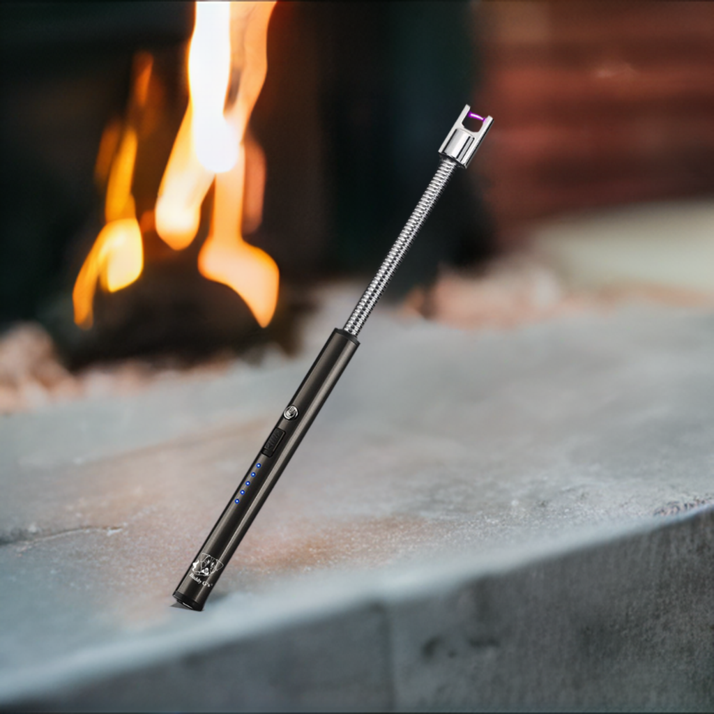 black and silver candle and bbq electric lighter