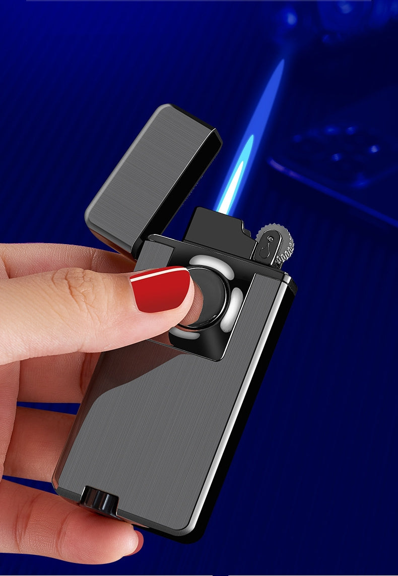 Dual Burner Refillable Butane Soft Flame and Jet Torch Lighter with Round Button