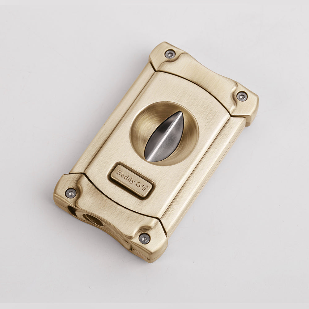 V-Cut Cigar Cutter - High-Quality Steel with a Rich Finish Push-Button V-Cut Buddy G's Cigar Cutter
