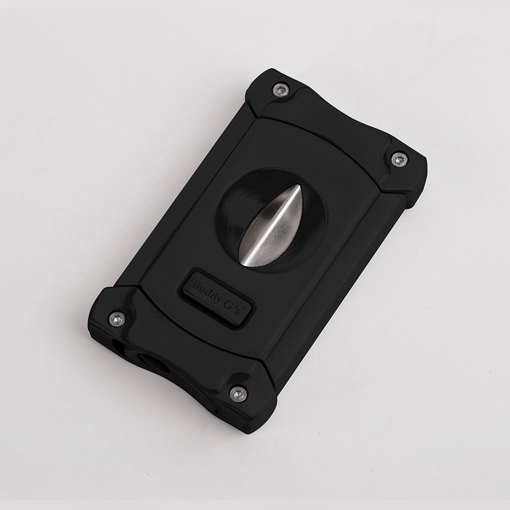 V-Cut Cigar Cutter - High-Quality Steel with a Rich Finish Push-Button V-Cut Buddy G's Cigar Cutter