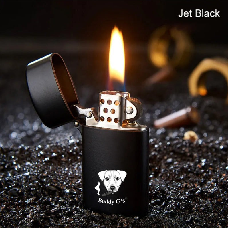 Vintage Inspired Metal Refillable Fluid Soft Flame Lighter - Oval Shape Lighter