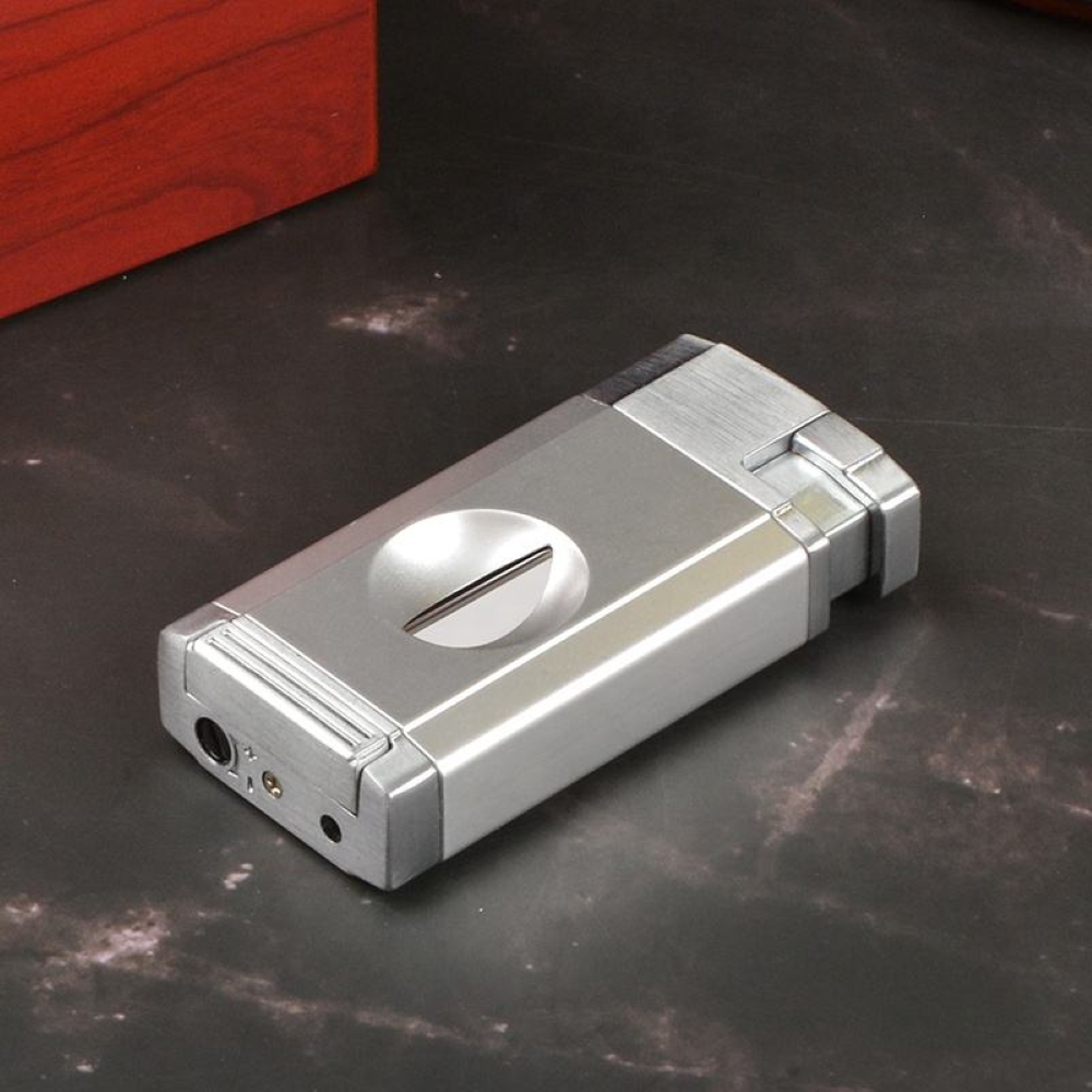 V-Cut Cigar Cutter - Windproof Double Torch Combo