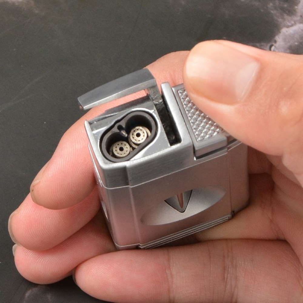 V-Cut Cigar Cutter - Windproof Double Torch Combo