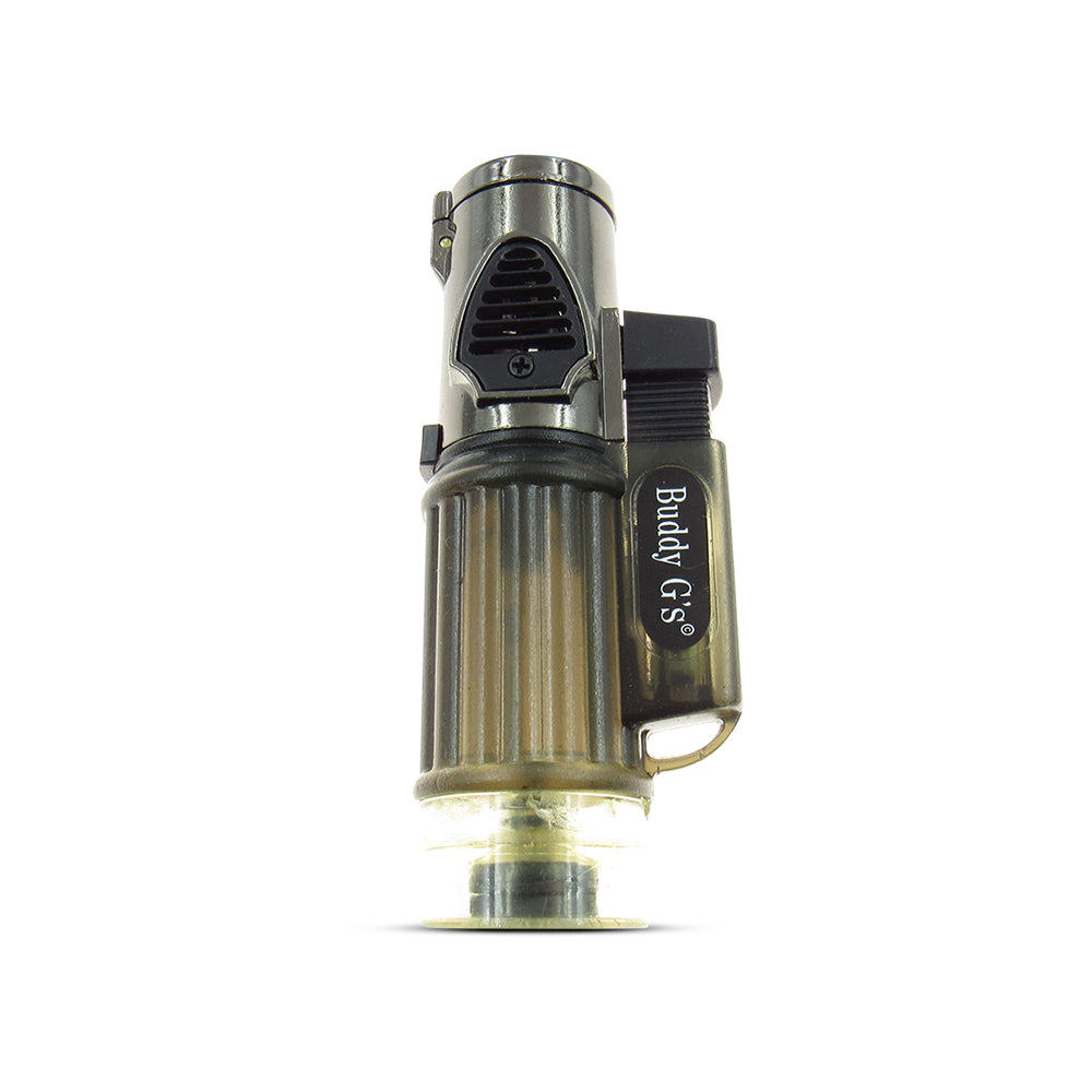 Windproof Triple Burner Refillable Butane Jet Torch - See Through Tank