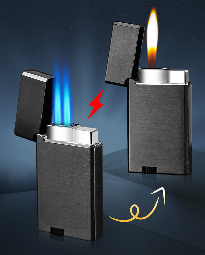 Dual Burner Refillable Butane Lighter - Soft Flame and Jet Torch Lighter