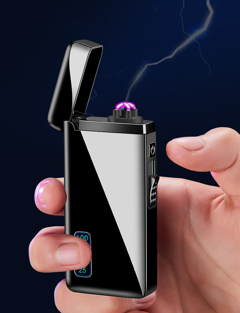 Dual Burner Refillable and adjustable flame Butane and electronic windproof ARC burner, Plasma lighter