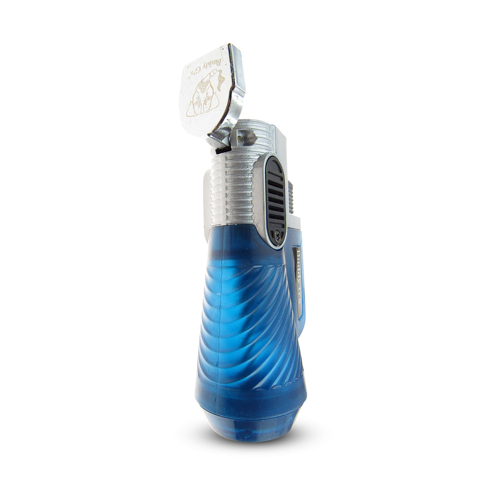 Windproof Triple Burner Refillable Butane Jet Torch - Ribbed See Through Reservoir