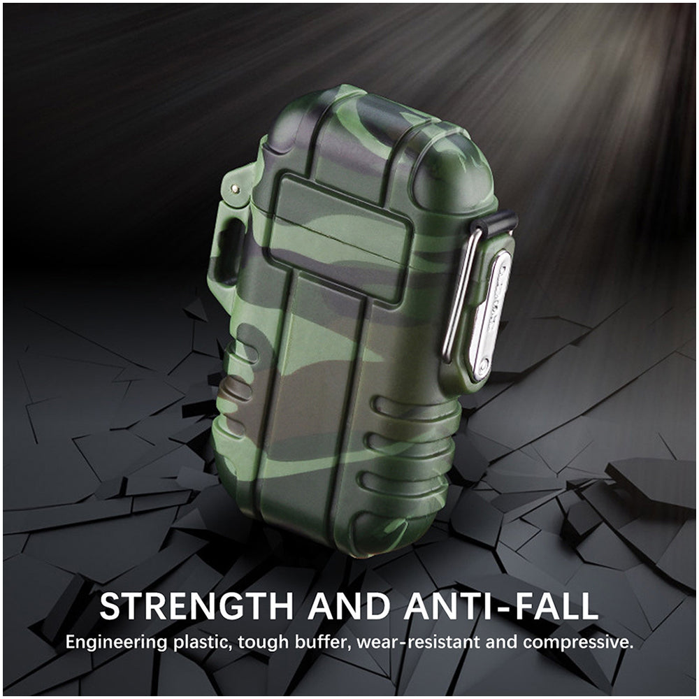 Double Burner Camo Lighter - Refillable Butane jet Torch Lighter - Rubber Casing Waterproof lighter