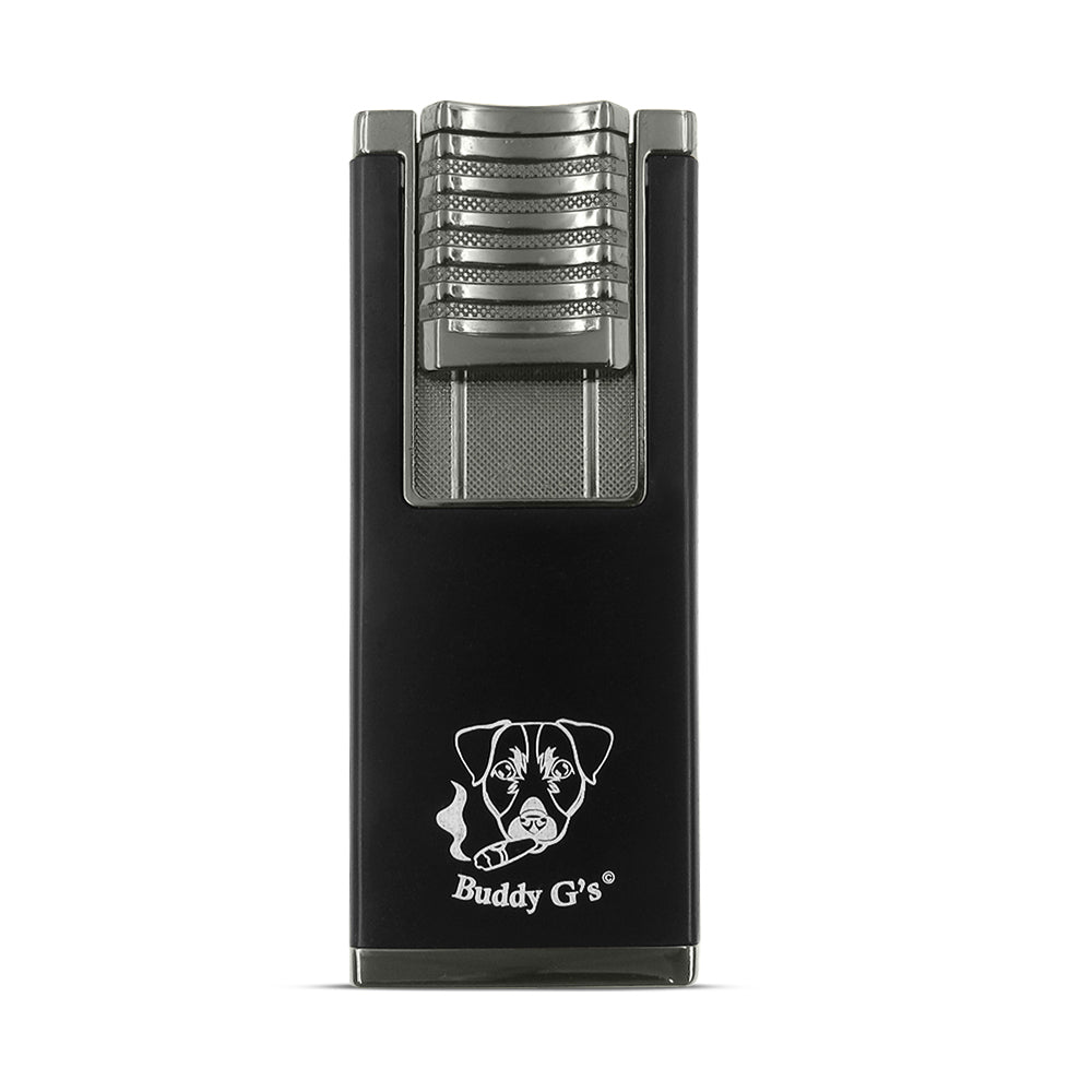 Black Double Burner Refillable Butane Windproof Double Jet Torch Lighter