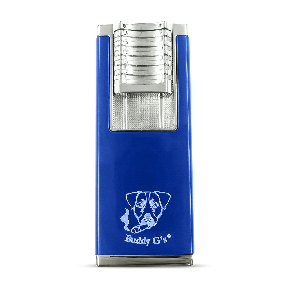 Blue Double Burner Refillable Butane Windproof Double Jet Torch Lighter