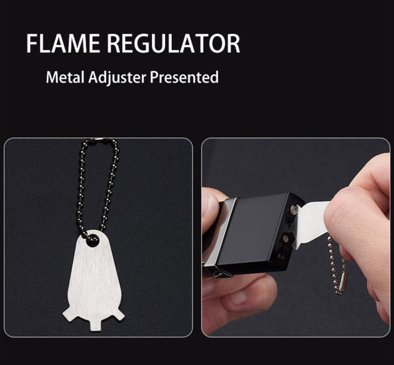 Vintage Inspired Metal Windproof Lighter - Refillable Butane Single Torch Lighter- With Side Pushbutton Ignition System