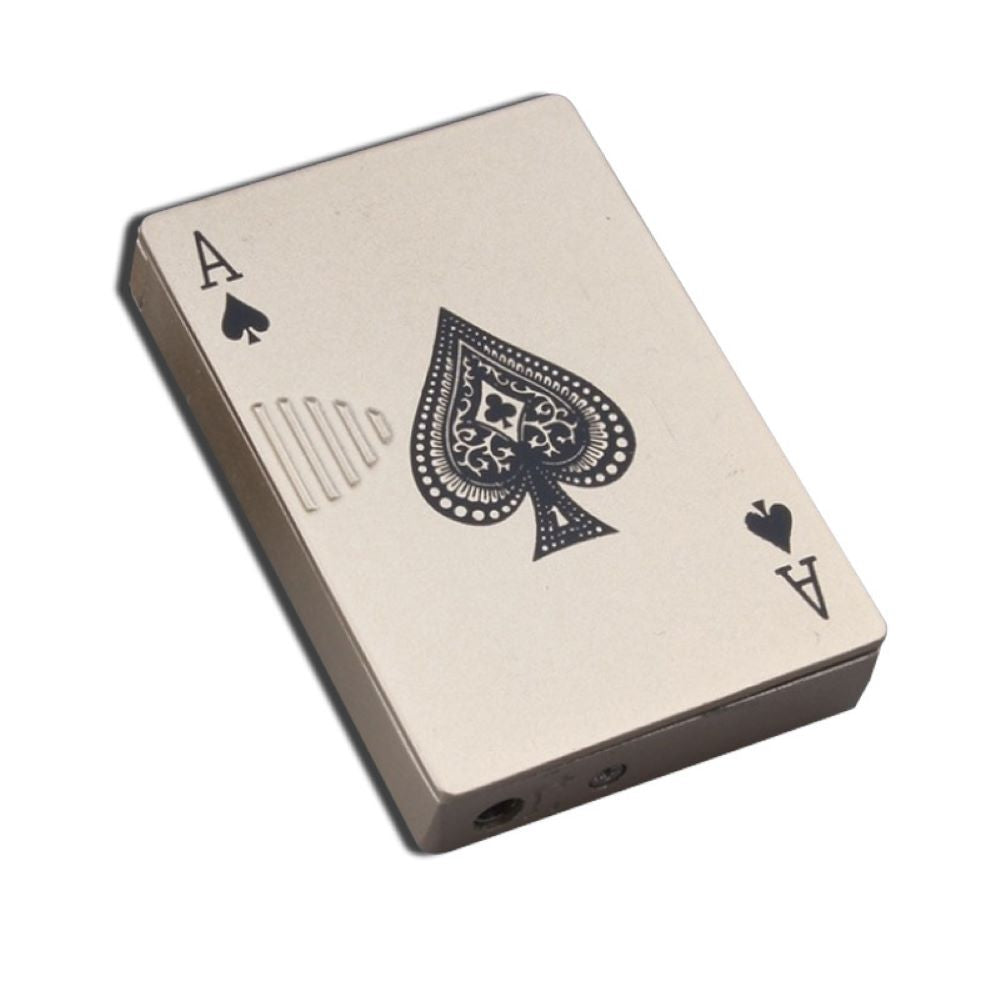Metal Poker Playing Cards Lighter - Refillable Butane Torch Lighter with Currency Verifying Flashlight - Card Lighter
