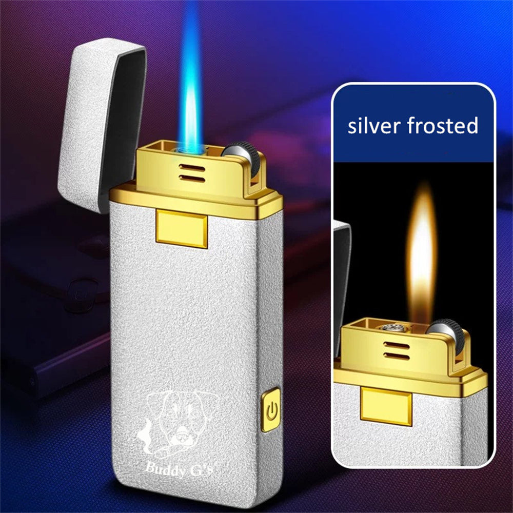 Dual Burner Butane Soft Flame Refillable and Jet Torch Lighter and Bonus Flashlight