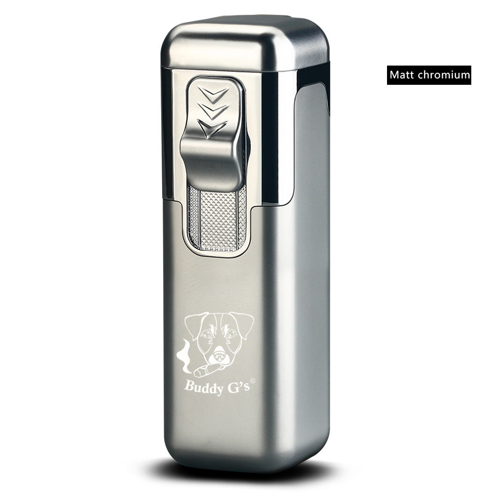 Shiny Metal Windproof 4 Burner Refillable Butane Jet Torch Lighter