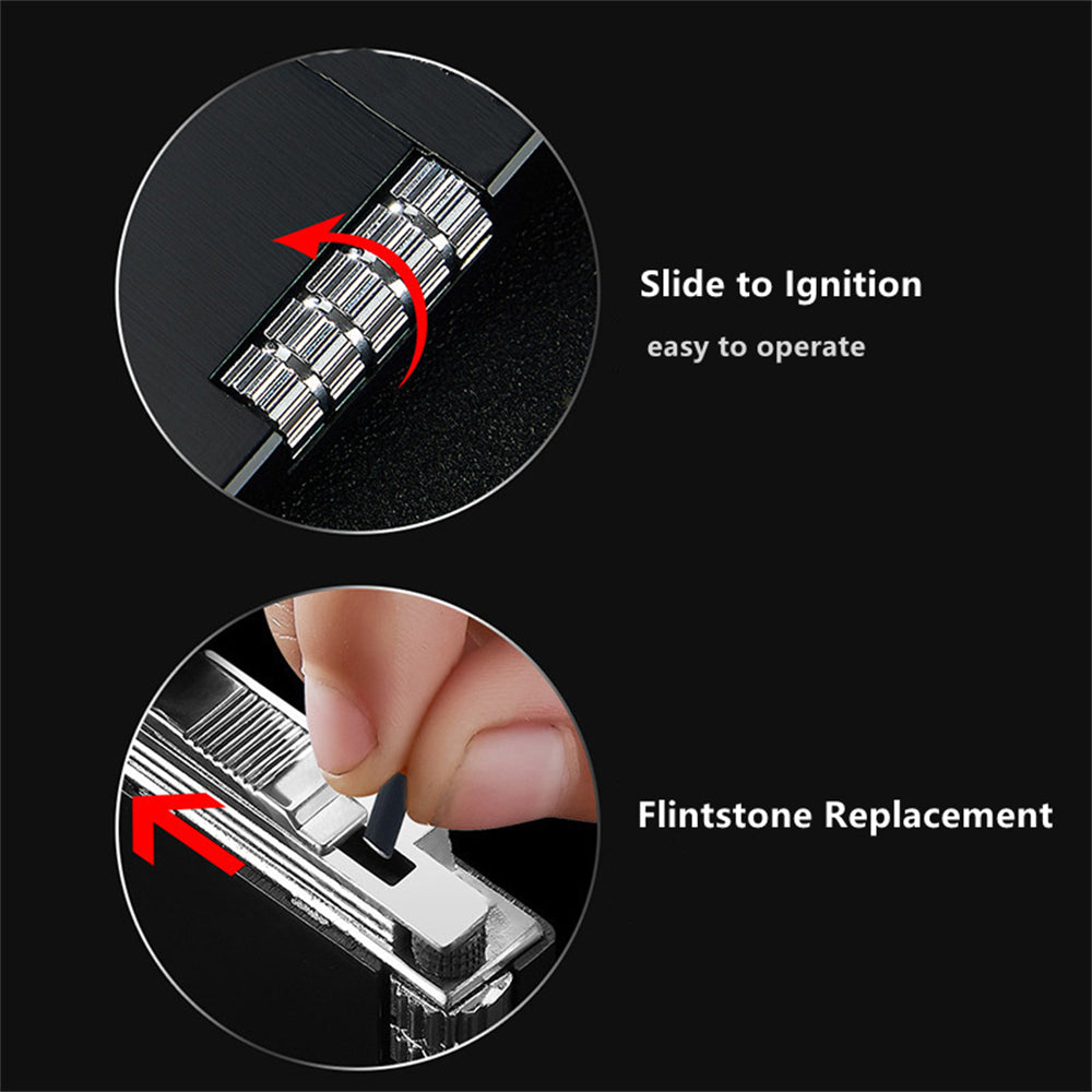 Vintage Metal Butane Torch Lighter with a Side-Mounted Stylish Flint Striker Wheel