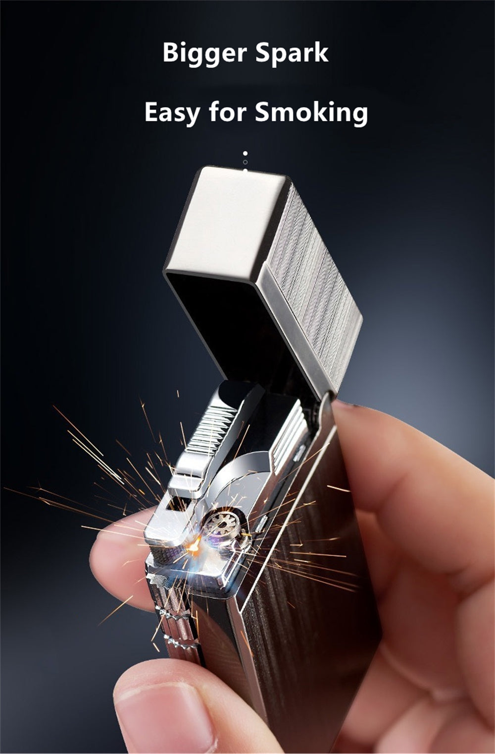 Vintage Metal Butane Torch Lighter with a Side-Mounted Stylish Flint Striker Wheel