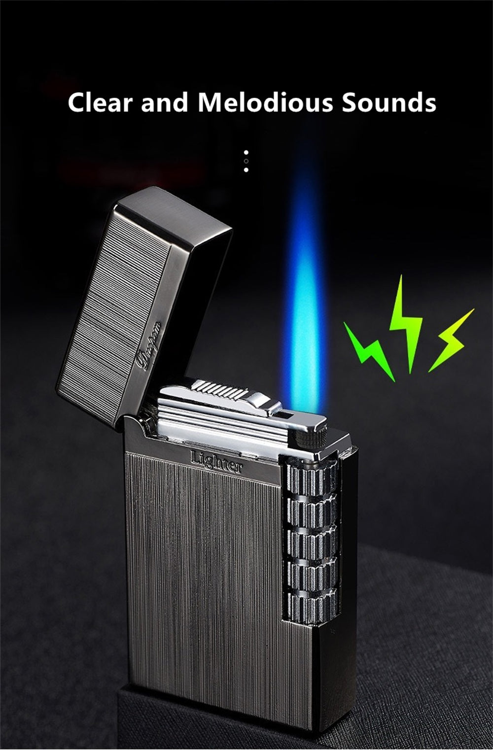 Vintage Metal Butane Torch Lighter with a Side-Mounted Stylish Flint Striker Wheel