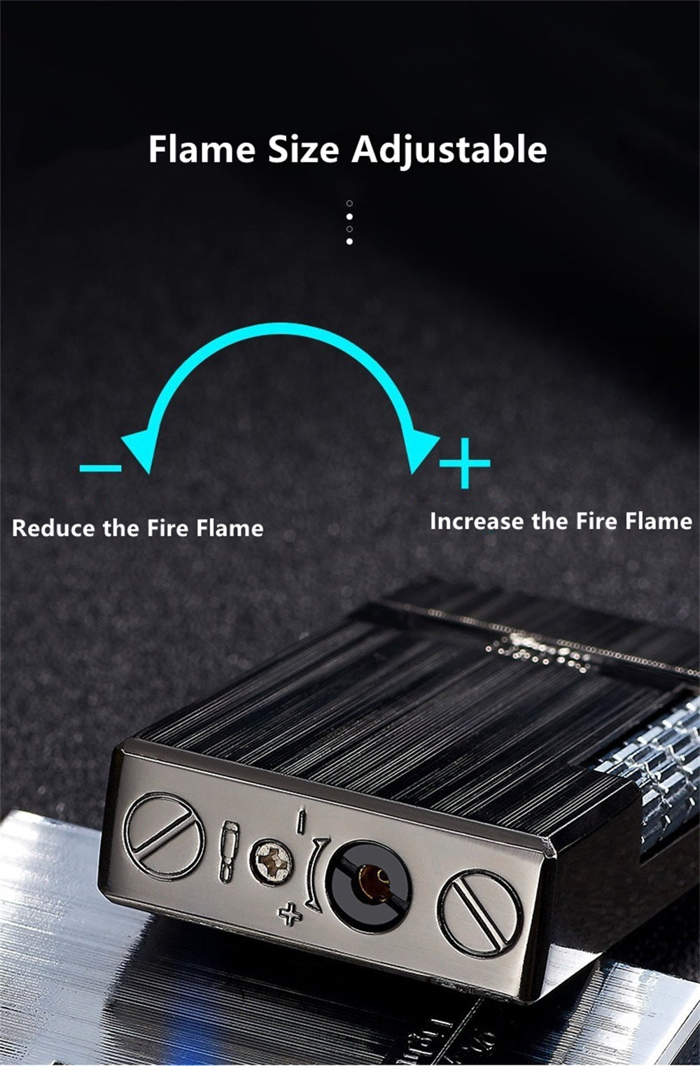 Vintage Metal Butane Torch Lighter with a Side-Mounted Stylish Flint Striker Wheel