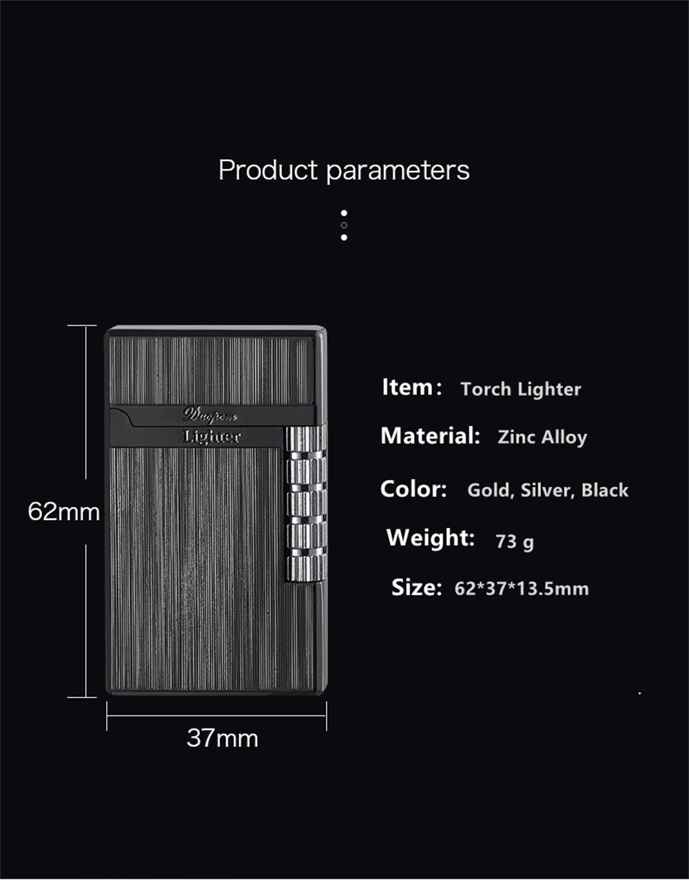 Vintage Metal Butane Torch Lighter with a Side-Mounted Stylish Flint Striker Wheel