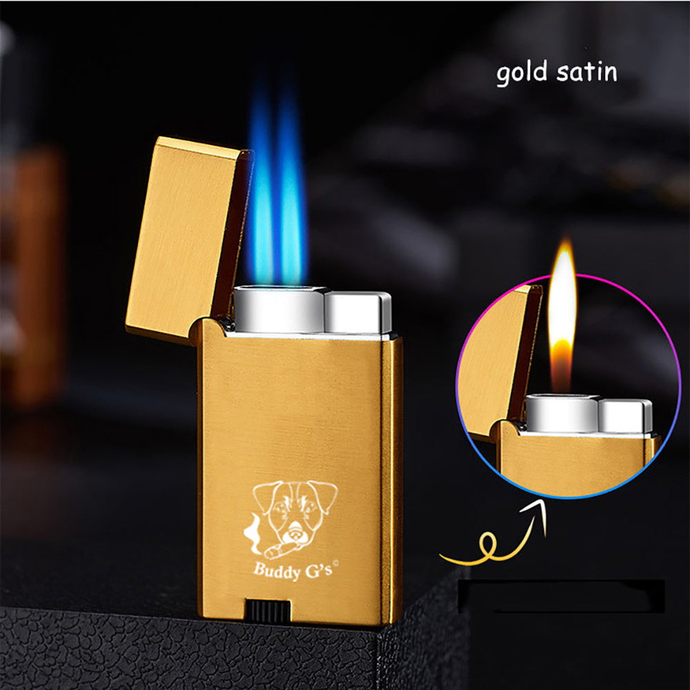 Dual Burner Refillable Butane Lighter - Soft Flame and Jet Torch Lighter