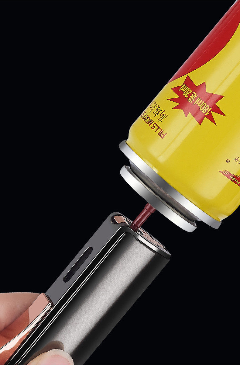 Polished Metal Windproof Triple Burner Refillable Butane Jet Torch Lighter - Built-in Cigar Punch and viewing window for fuel level