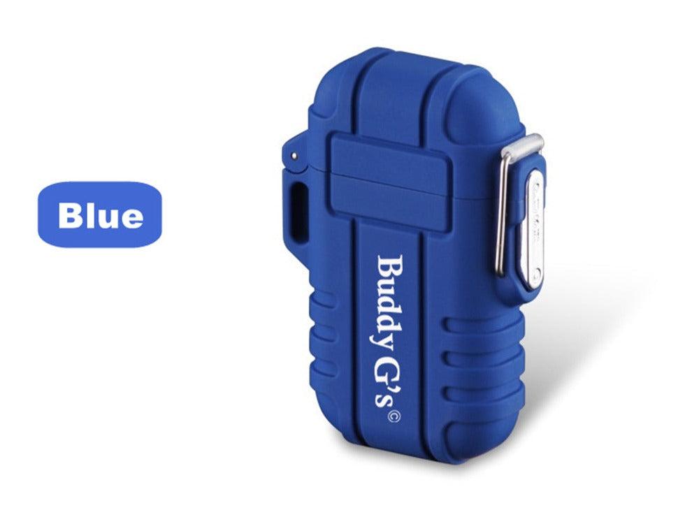 Double Burner Blue Lighter - Refillable Butane jet Torch Lighter - Rubber Casing