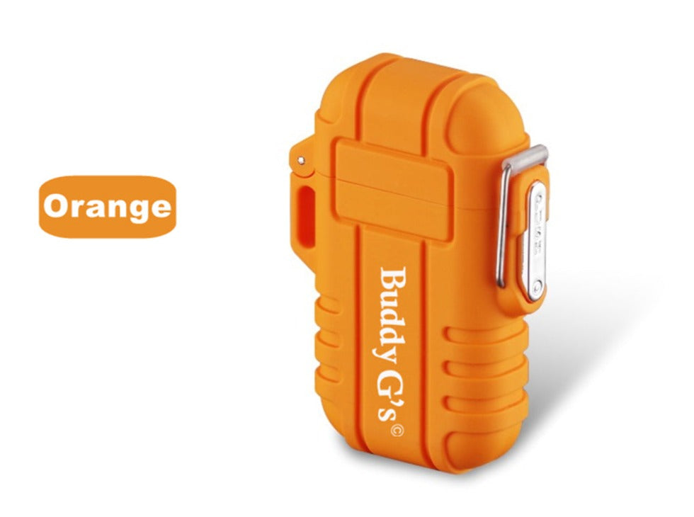 Double Burner Orange Lighter - Refillable Butane jet Torch Lighter - Rubber Casing