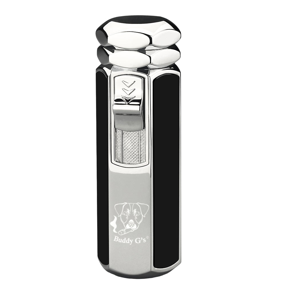 Hexagon Shape Shiny Metal Windproof 4 Burner Refillable Butane Adjustable Jet Torch