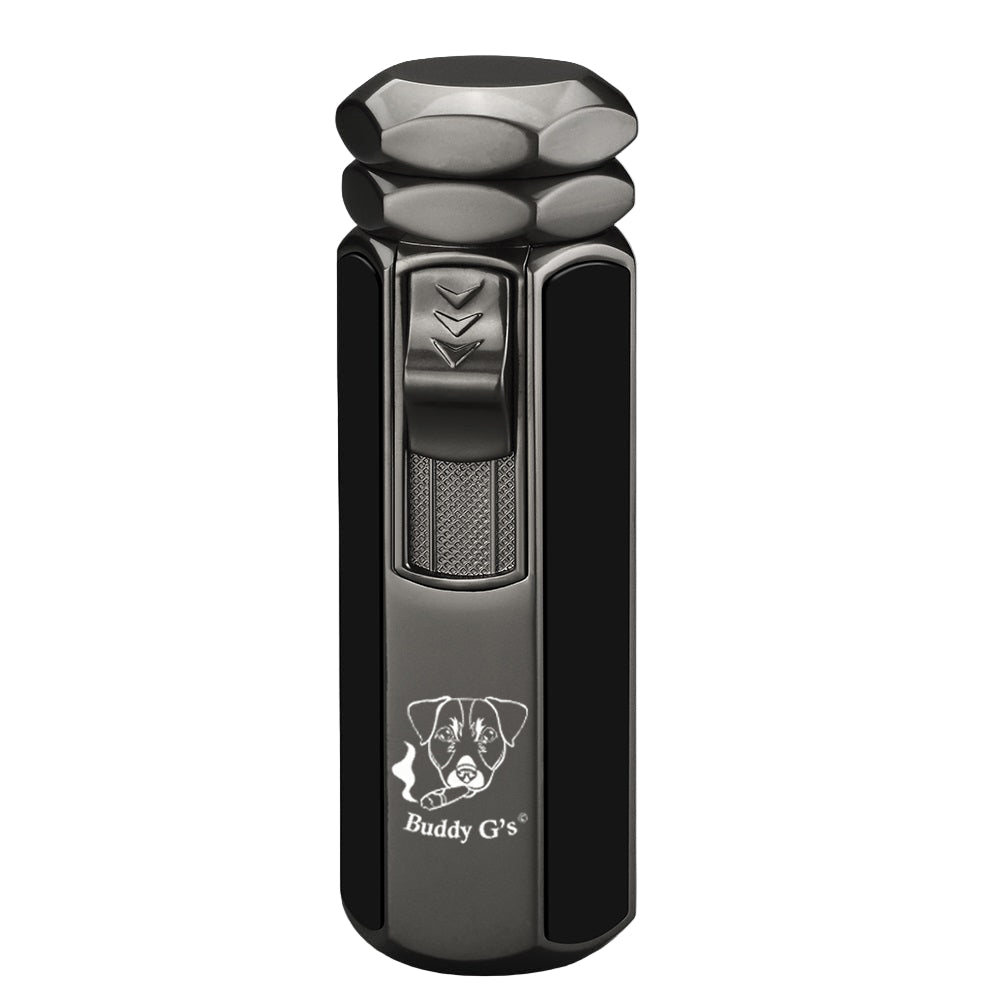 Hexagon Shape Shiny Metal Windproof 4 Burner Refillable Butane Adjustable Jet Torch