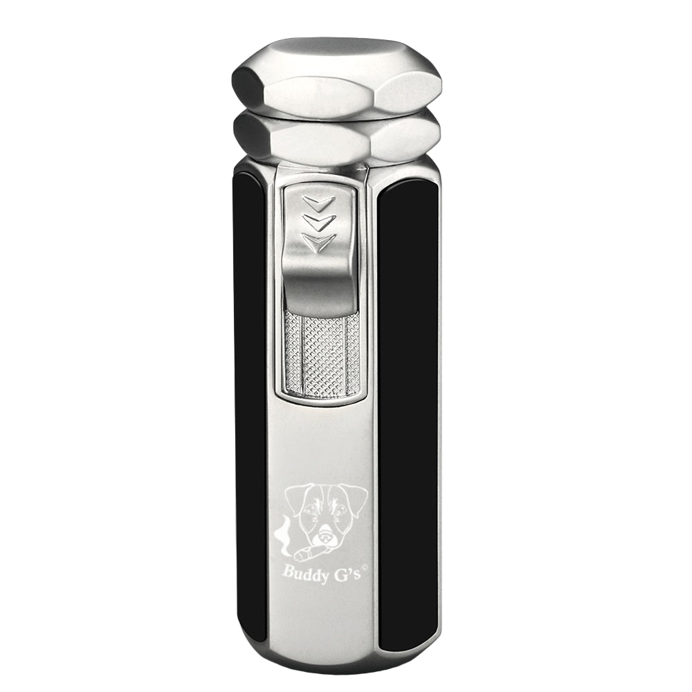 Hexagon Shape Shiny Metal Windproof 4 Burner Refillable Butane Adjustable Jet Torch