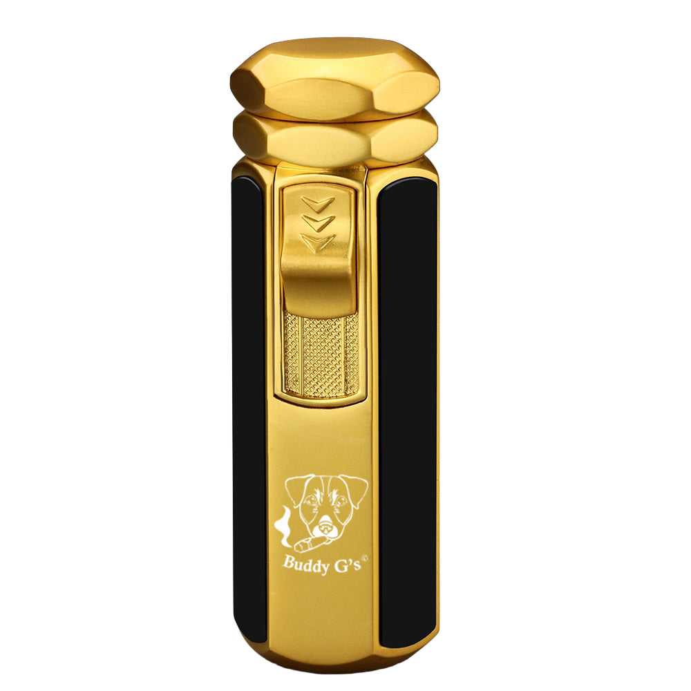 Hexagon Shape Shiny Metal Windproof 4 Burner Refillable Butane Adjustable Jet Torch