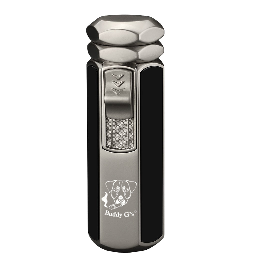 Hexagon Shape Shiny Metal Windproof 4 Burner Refillable Butane Adjustable Jet Torch