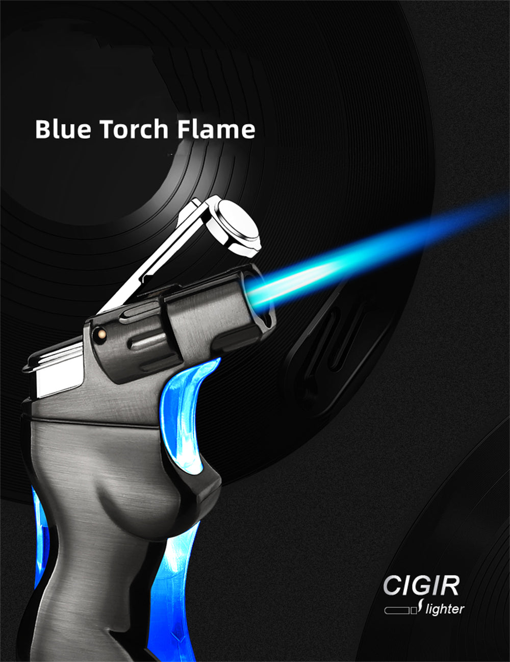 Metal Revolver Handgun Windproof Refillable Butane Torch Lighter with a Sexy Erotic Nude Lady