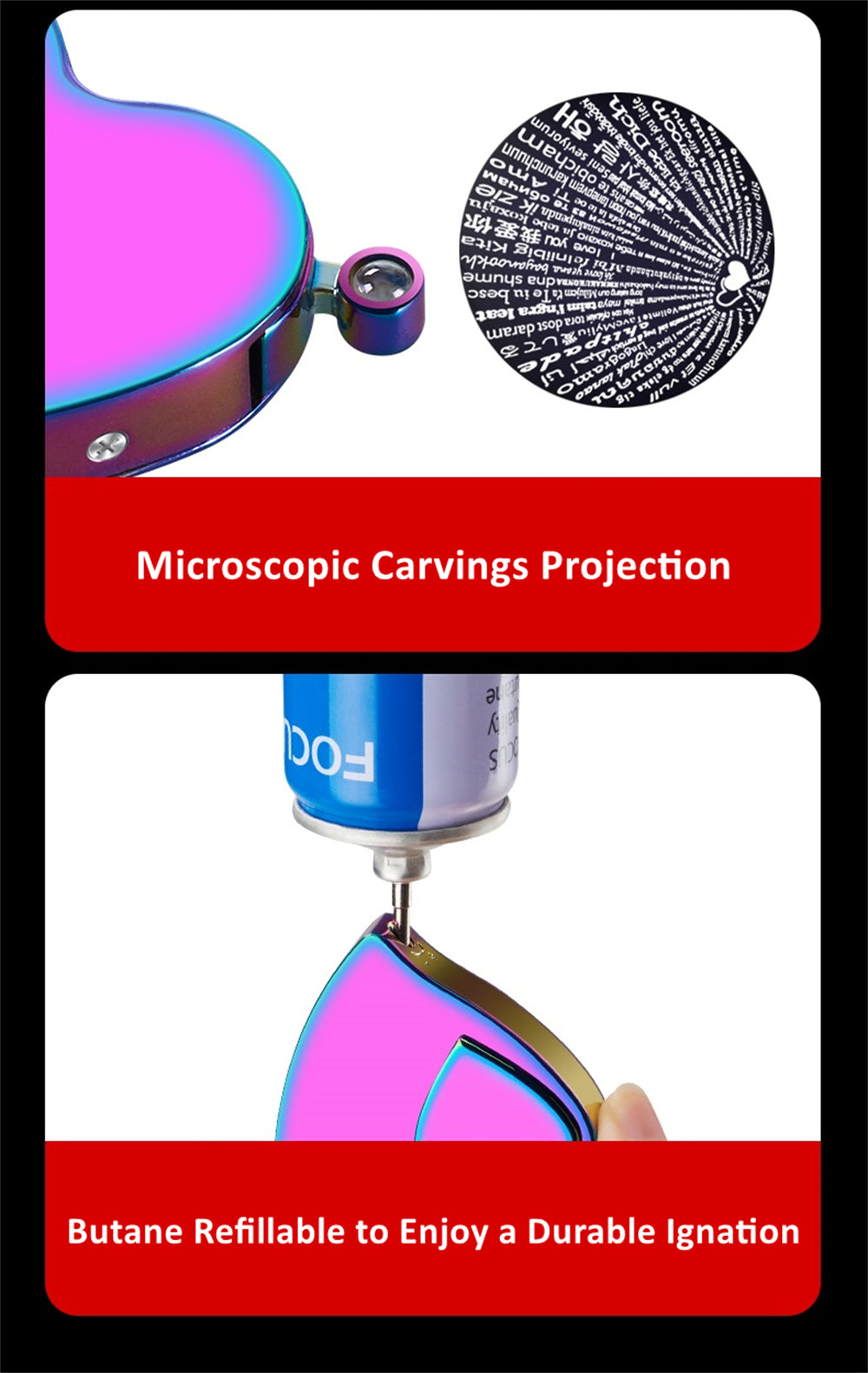 Dual Burner Butane Refillable Jet Torch and ARC Electronic Heart-shaped Lighter