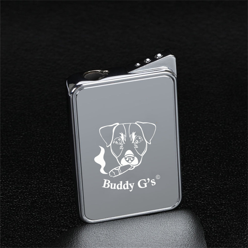 Elegant Push-button Ignition Vintage Metal Windproof Refillable Butane Torch Lighter with Mirror