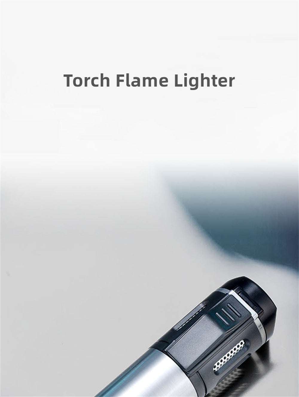 Triple Burner Refillable Butane Jet Torch Lighter - Cigar Holder on Top