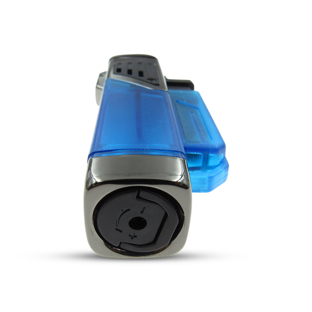 Windproof 4 Burner Refillable Butane Jet Torch Lighter See-Thru Reservoir