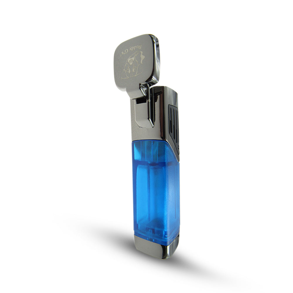 Windproof 4 Burner Refillable Butane Jet Torch Lighter See-Thru Reservoir
