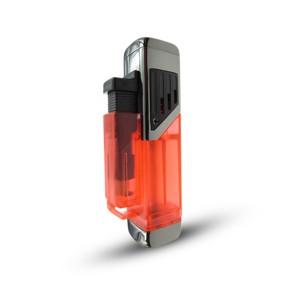 Windproof 4 Burner Refillable Butane Jet Torch Lighter See-Thru Reservoir