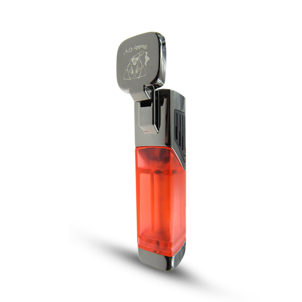 Windproof 4 Burner Refillable Butane Jet Torch Lighter See-Thru Reservoir